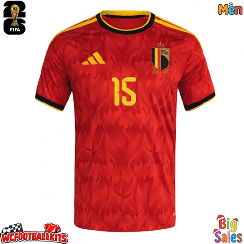 Belgium Thomas Meunier #15 Replica Home Stadium Shirt World Cup 2026 Short Sleeve